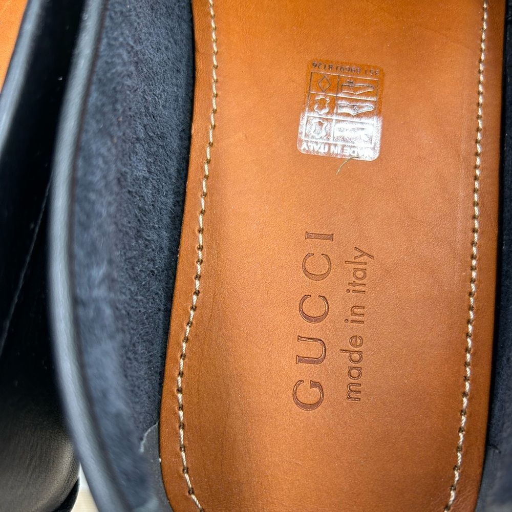 Men’s Gucci atrton web, striped leather driver loafers size 13 fits 13.5 US - Picture 8 of 10